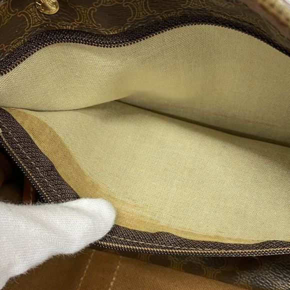 Celine Boston Bag Macadam PVC Brown Gold Hardware Women's - Picture 9 of 10